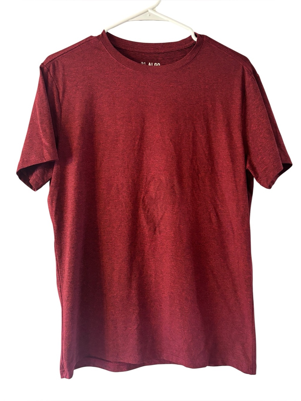 01.Algo Men's Deep Red Crewneck Performance Moisture Wicking Shirt Size S